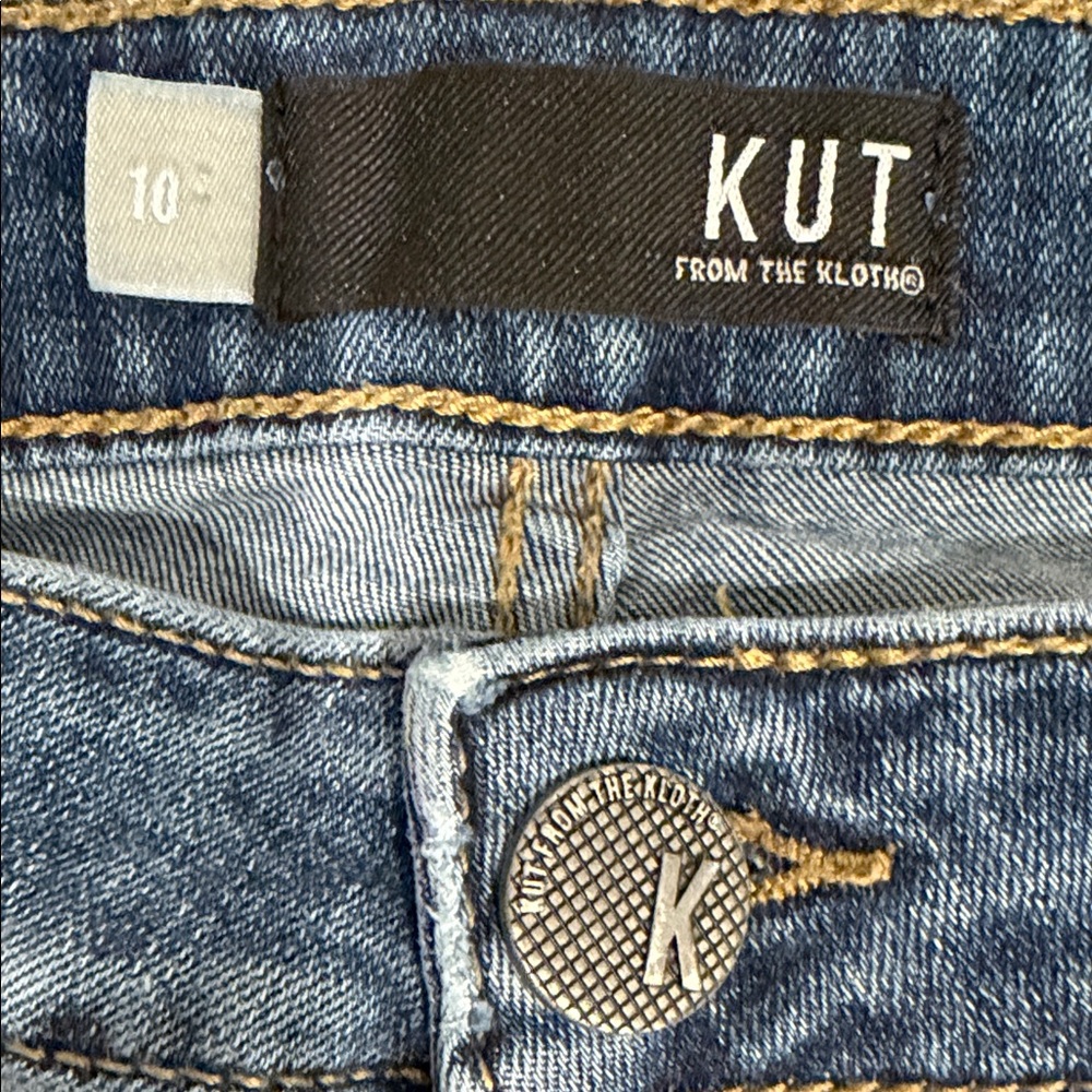KUT Connie High Rise Skinny Jeans Sz 10 Raw Hem Button Fly Stretch Denim - Picture 7 of 10
